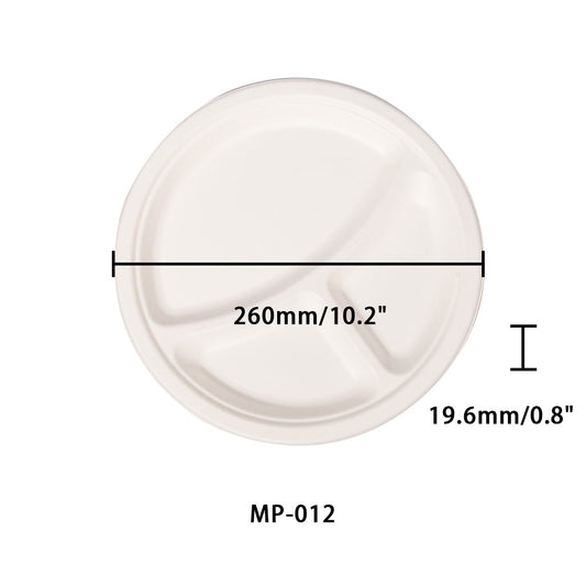 "10""3-compartment round plate"