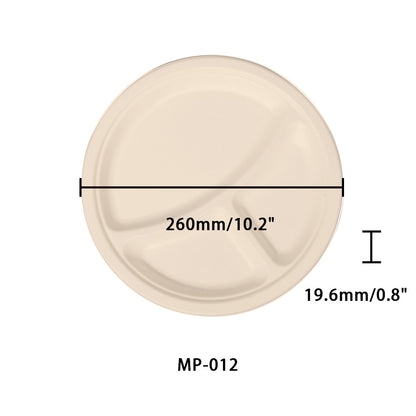 "10""3-compartment round plate"